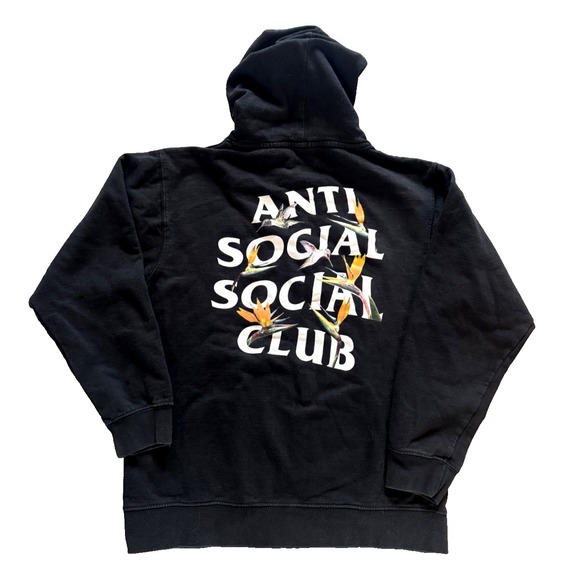 Anti Social Social Club Hoodie Men's Black Hummingbird Size Medium Rare!